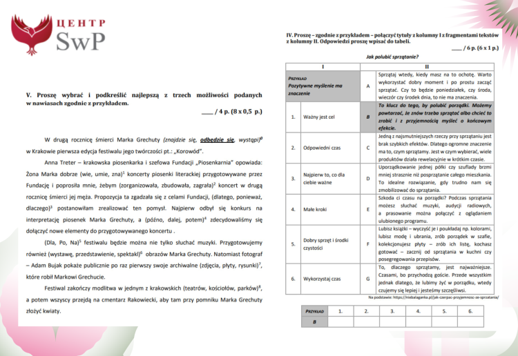 Приклади завдань з читання на державному іспиті з польської мови